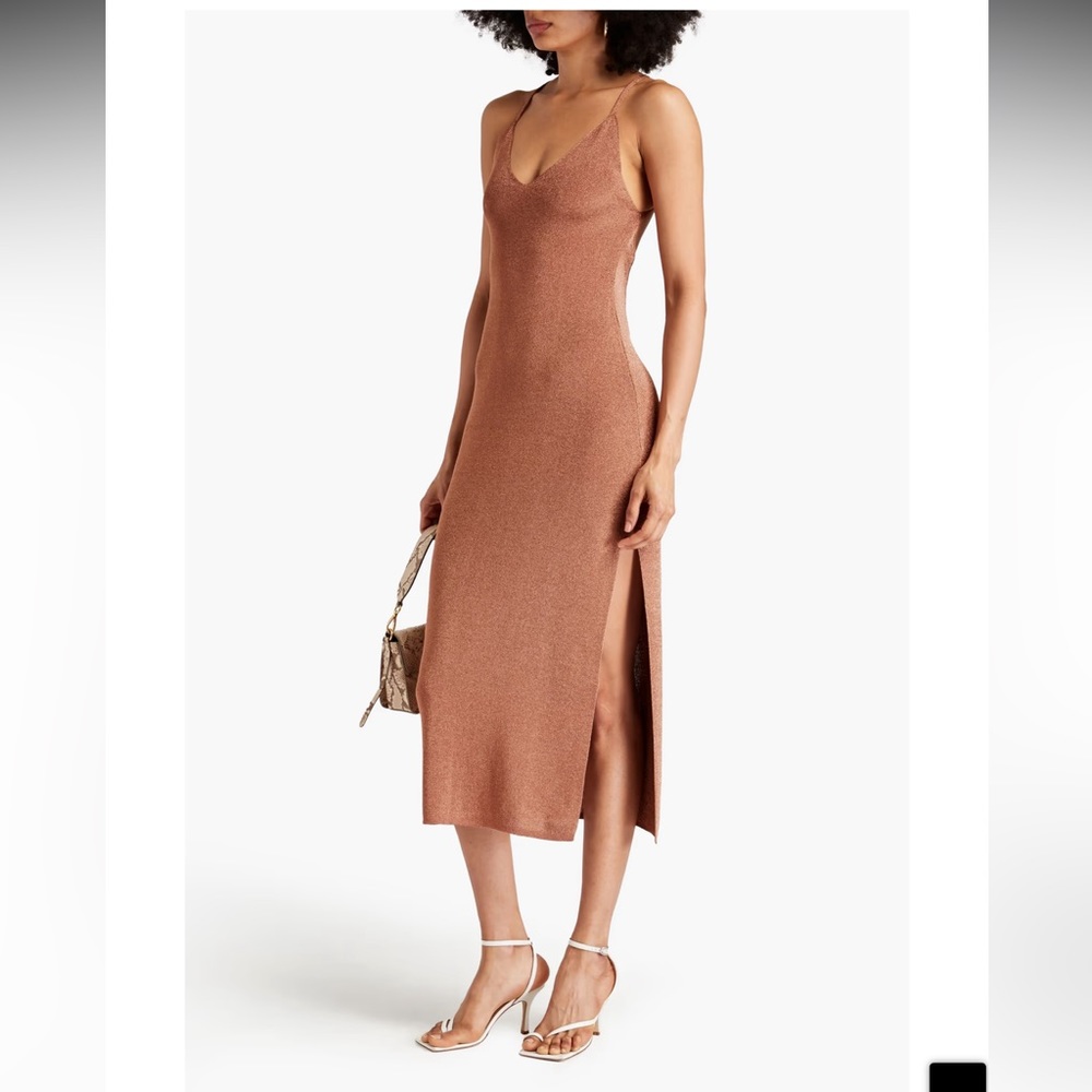 Ba&sh Gold Midi Dress, Size 1 ——- never worn, tags and original bag